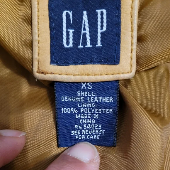 Spring 2026 Trend Vinatge GAP Tan Leather Jacket - Picture 8 of 16